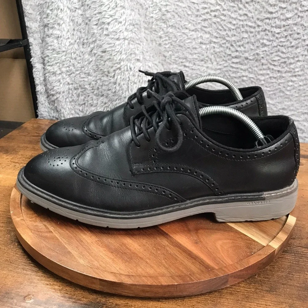 Cole‎ Haan Go To Wingtip Oxford Mens 10M Black Leather Dress Derby Shoes